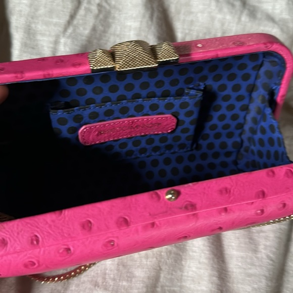 Rebecca minkoff pink ostrich embossed clutch shoulder bag - Picture 8 of 12